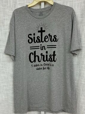 Next Level Apparel Gray Tee with Black Cross Graphic